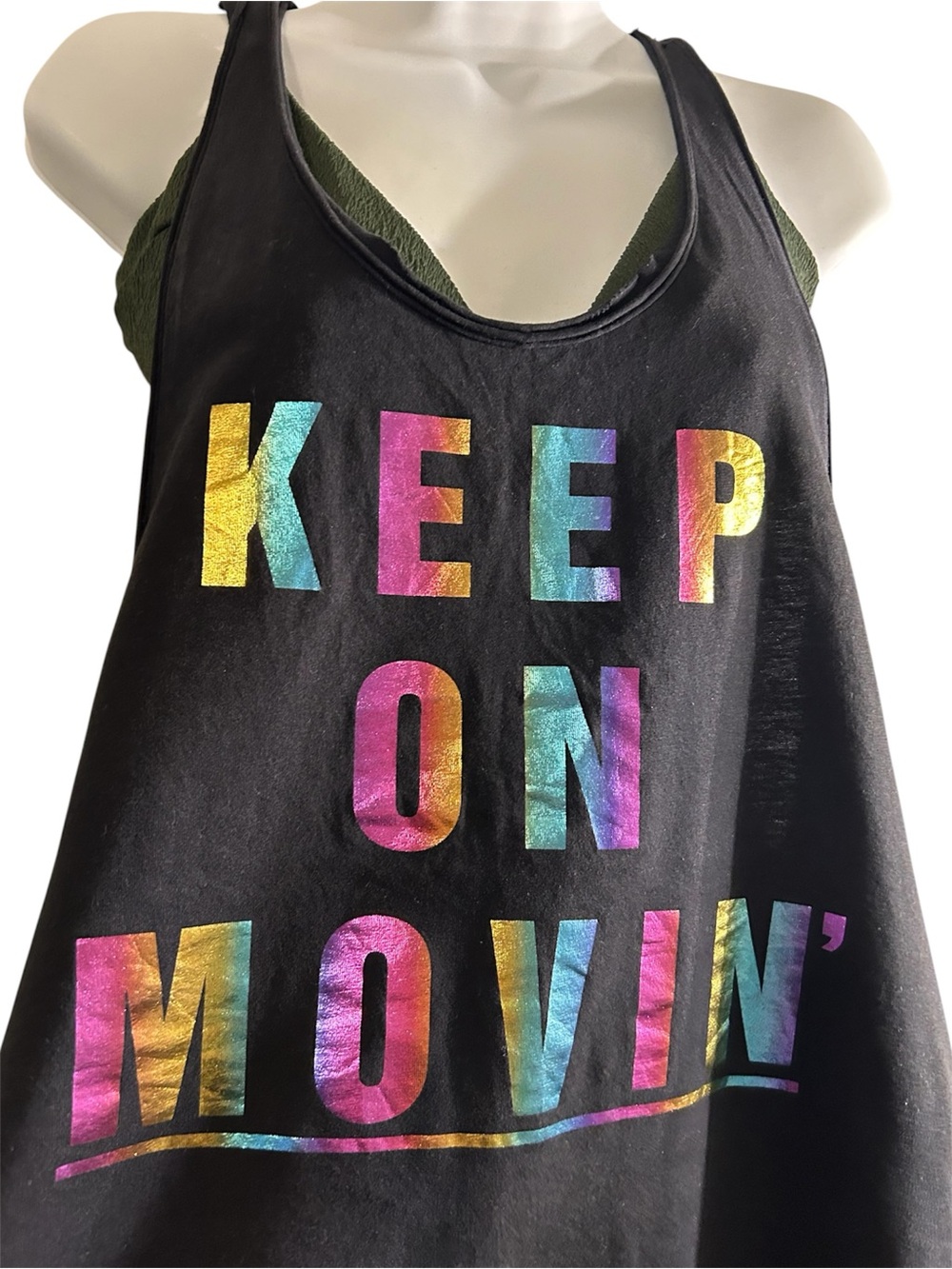 Zumba Fitness®️ Instructor Black Tank Top, "KEEP ON MOVIN'" Graphic, Size L